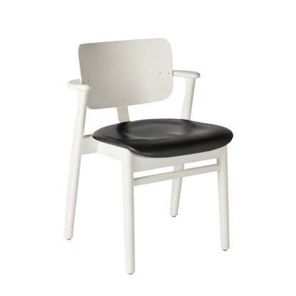 Domus Chair Upholstered by Artek - Frame: White Lacquered Birch / Seat: Black Prestige Leather