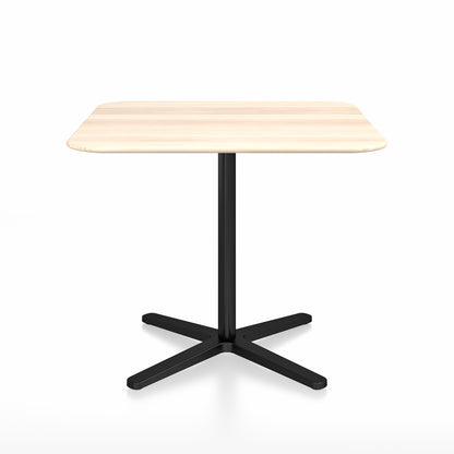 2 Inch Outdoor Cafe Table - X Base by Emeco - Accoya Wood Top / Black Aluminium Base / 91x91