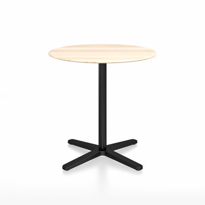 2 Inch Outdoor Cafe Table - X Base by Emeco - Accoya Wood Top / Black Aluminium Base / Diameter 76