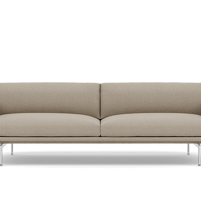 Muuto Outline 3 Seater Sofa - Polished Aluminium Base / clay 10