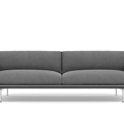 Muuto Outline 3 Seater Sofa - Polished Aluminium Base / fiord 171