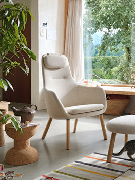 HAL Lounge Chair by Vitra - Natural Oak Base / Loose Seat Cushion / Dumet 03 Beige / Grey (F80)