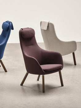 HAL Lounge Chair by Vitra - Dark Varnished Oak Base / Loose Seat Cushion / Credo 17 Black / Aubergine (F120)