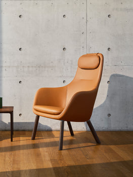 HAL Lounge Chair by Vitra - Dark Varnished Oak Base / Integrated Seat Cushion / Leather 97 Cognac (L40)