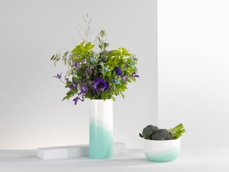 Herringbone Vessels by Vitra - Mint Plain Vase and Bowl