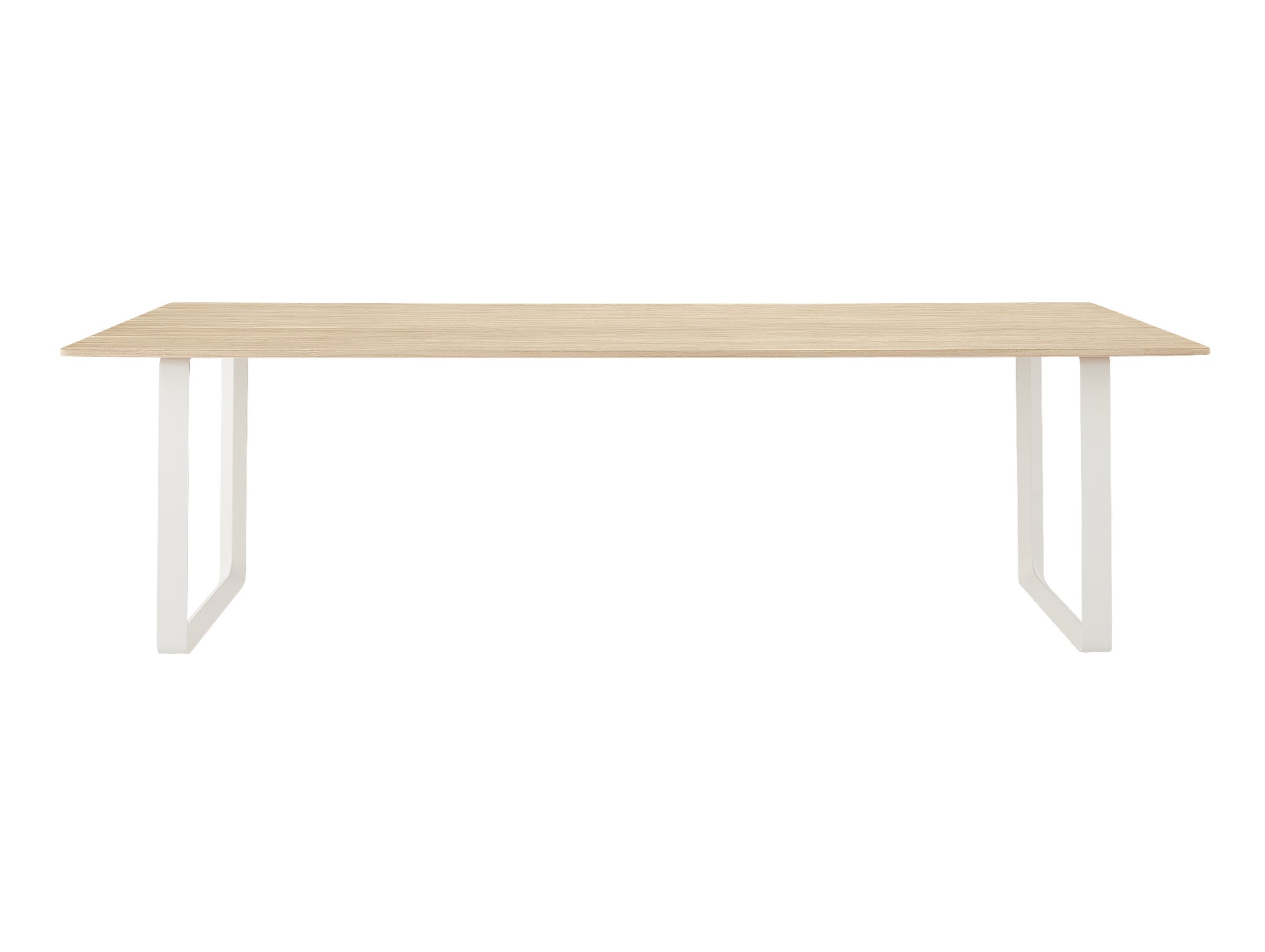 70/70 Table - Solid Oak Table Top with White Base / 225 x 108 cm