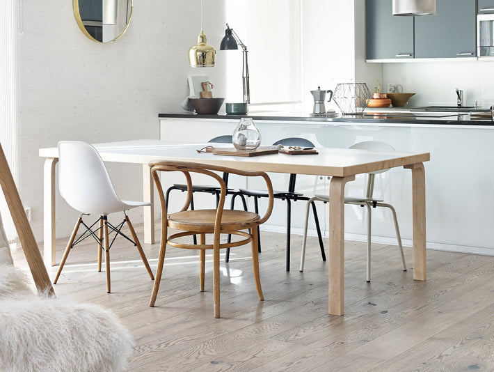 Aalto Table Rectangular 86 by Artek - White HPL Top / Natural Lacquered Birch Legs