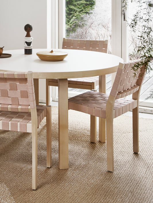 Aalto Table Round 91 by Artek - White HPL Top / Natural Lacquered Birch Legs