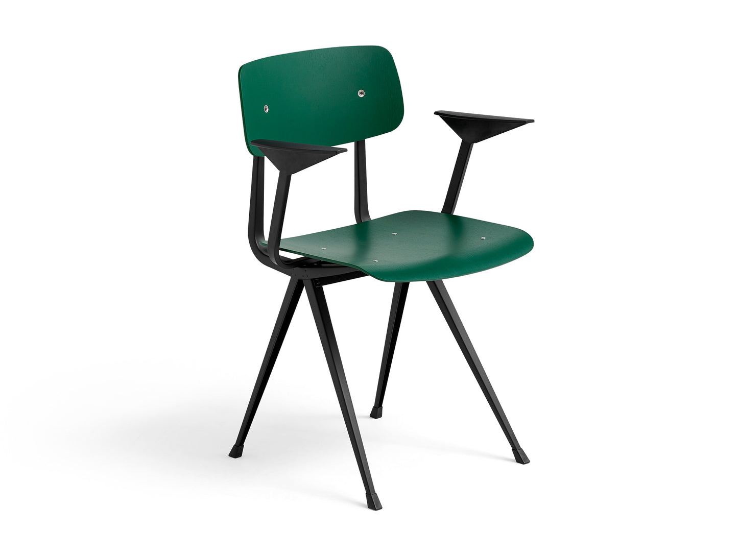 Result Armchair by HAY - Black Base / Forest Green Lacquered Oak