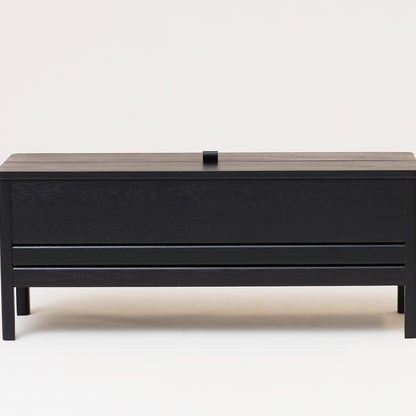 Form and Refine - A Line Storage Bench - Black Stained Oak
