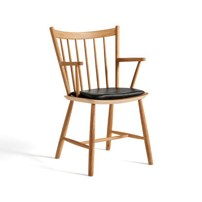 HAY J42 oiled oak chair / black sense leather seat cushion 