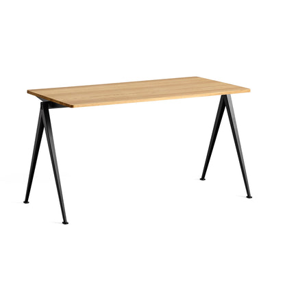 Pyramid Table 01 by HAY - Length: 140 cm / Width: 65 cm / Clear Lacquered Oak / Black Frame 