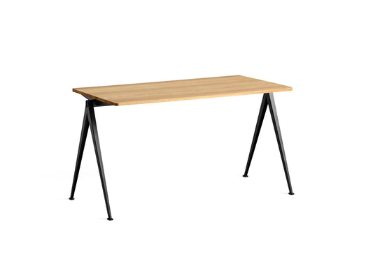 Pyramid Table 01 by HAY - Length: 140 cm / Width: 65 cm / Clear Lacquered Oak / Black Frame 