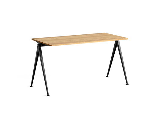 Pyramid Table 01 by HAY - Length: 140 cm / Width: 65 cm / Clear Lacquered Oak / Black Frame
