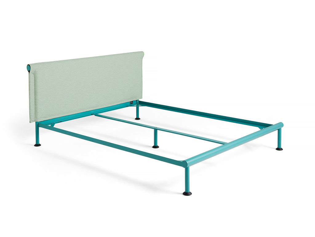 Turquoise metal bed outlet frame