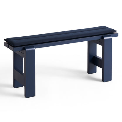 Weekday Bench with Cushion by HAY - Length: 111 cm / Steel Blue Lacquered Pinewood