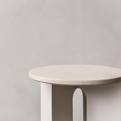 Androgyne Side Table with White Crystal Marble Top by Menu