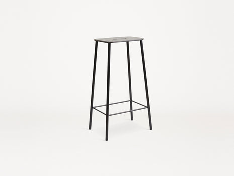 Adam Stool Leather by Frama  - H 76cm / Anthracite Leather Top / Black Powder Coated Steel Frame
