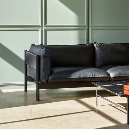 HAY Arbour Sofa / 3-Seater / Nevada Black Leather / Black Beech Frame
