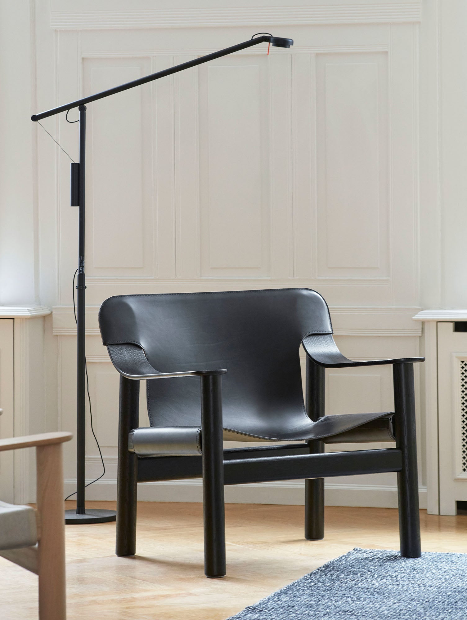 Bernard Easy Chair by HAY - Deep Black Lacquered Oak (Water-Based) / Black Leather Cover
