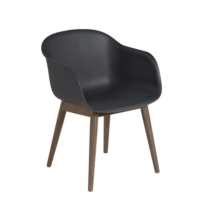 Black with Stained Dark Brown Fiber Armchair with Wood Base by Muuto