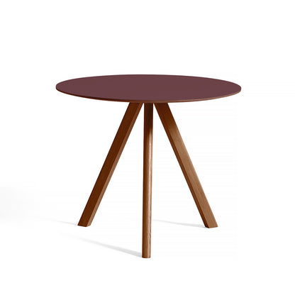 HAY CPH 20 Dining Table - Burgundy Lino / Lacquered Walnut Base / 90 cm