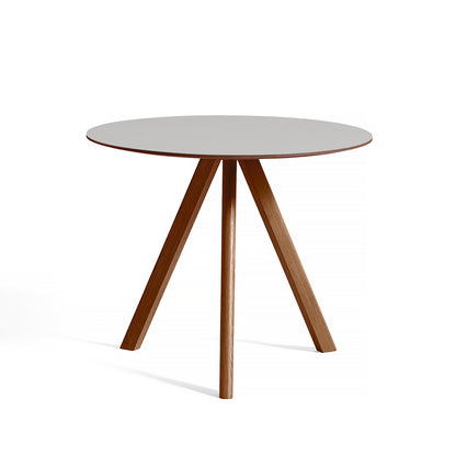 HAY CPH 20 Dining Table - Pebble Grey Lino / Lacquered Walnut Base / 90 cm