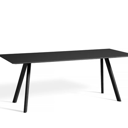 Copenhague Dining Table CPH30 by HAY / 90 x 200 cm / Black Linoleum top / Black Oak base (water based lacquer).