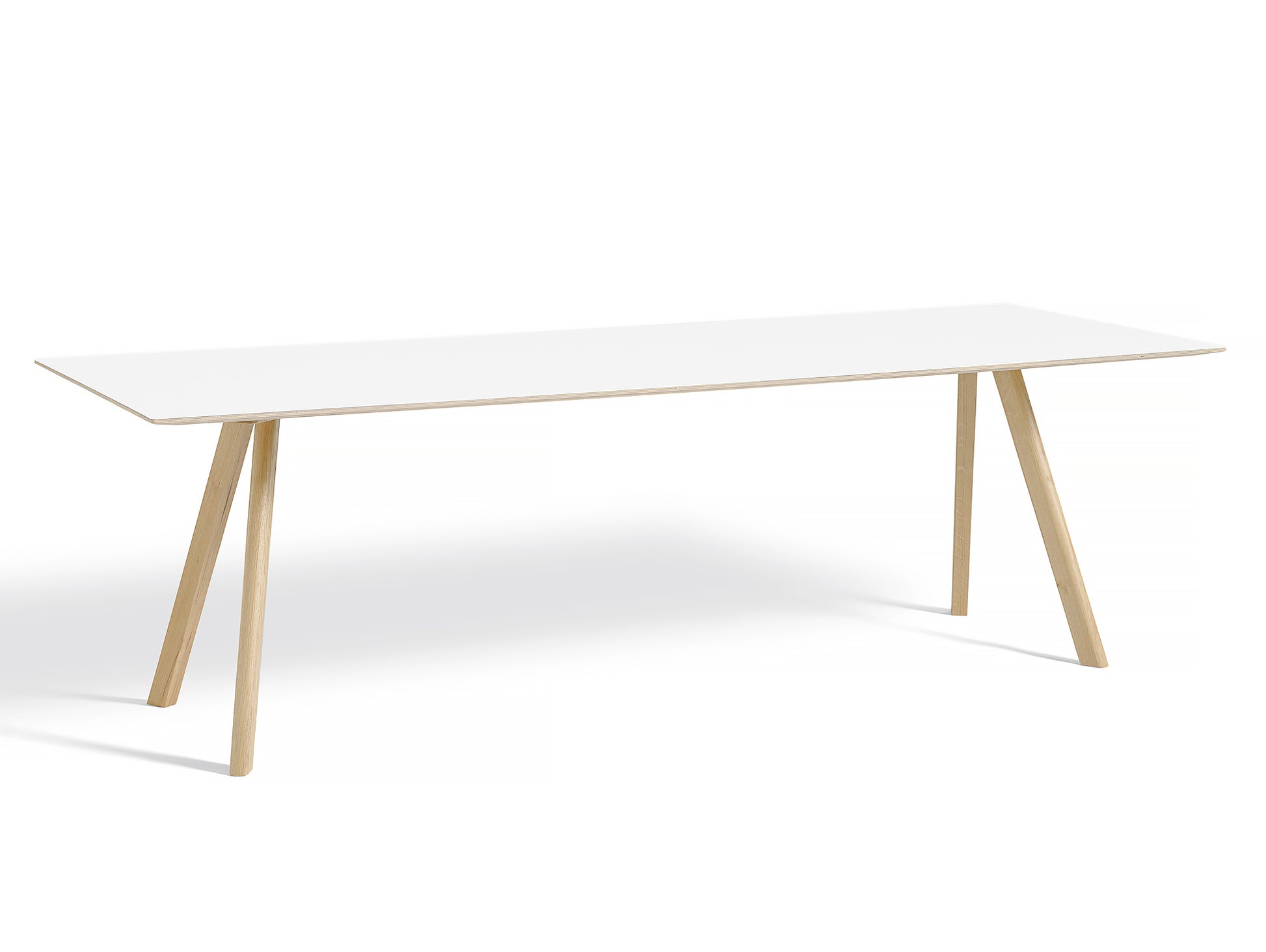 Copenhague Dining Table CPH30 by HAY / 90 x 250 cm / White laminate top / Oak base (water based lacquer).