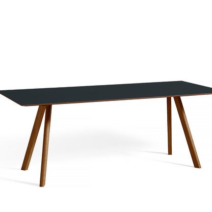 Copenhague Dining Table CPH30 by HAY / 90 x 200 cm / Dark Grey linoleum top / Walnut base (water based lacquer).
