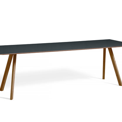 Copenhague Dining Table CPH30 by HAY / 90 x 250 cm / Dark Grey linoleum top / Walnut base (water based lacquer).