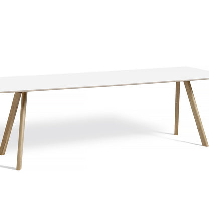 Copenhague Dining Table CPH30 by HAY / 90 x 250 cm / White laminate top / Soaped oak base