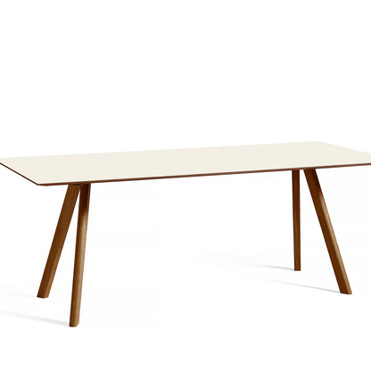 Copenhague Dining Table CPH30 by HAY / 90 x 200 cm / Off-white linoleum top / Walnut base (water based lacquer).