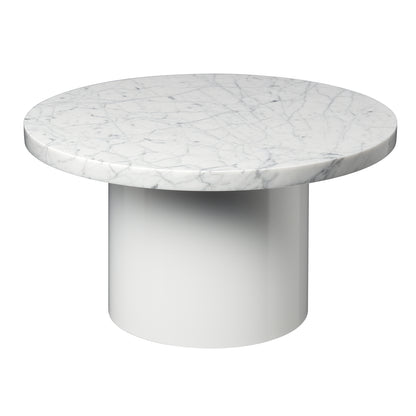 CT09 Enoki Side Table by e15 - (D55 H30 cm) Bianco Carrara Marble Tabletop  / Signal White Steel Base