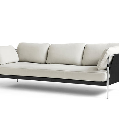 HAY Can Sofa, 3-Seater, Chrome frame, Black Outer, Linara 311