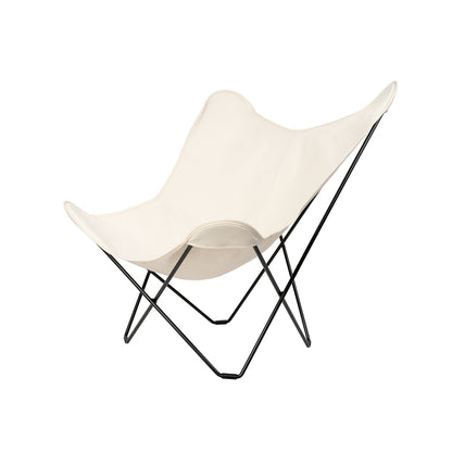 Mariposa Butterfly Canvas Chair by Cuero - Black Powder Coated Steel Frame / Off-White Cotton