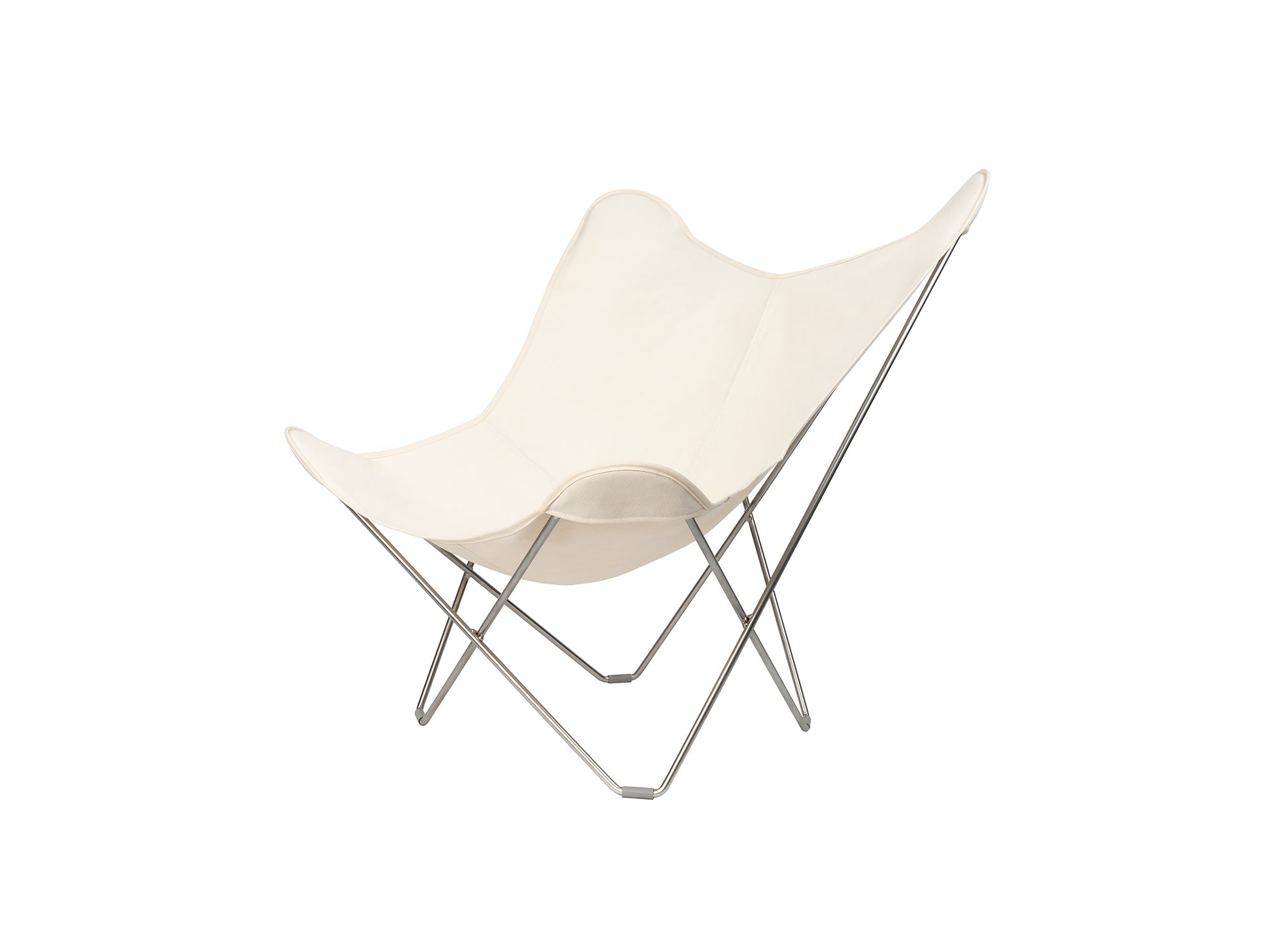 Mariposa Butterfly Canvas Chair by Cuero - Chrome Frame / Off-White Cotton