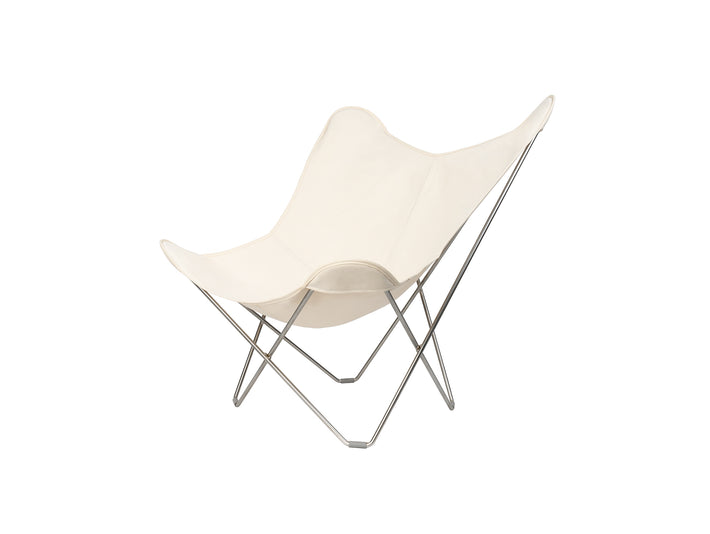 Mariposa Butterfly Canvas Chair by Cuero - Chrome Frame / Off-White Cotton