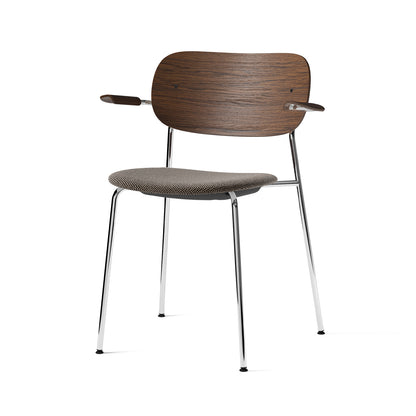Co Dining Chair Upholstered by Menu - With Armrest / Chromed Steel / Dark Oak / Doppiopanama_001