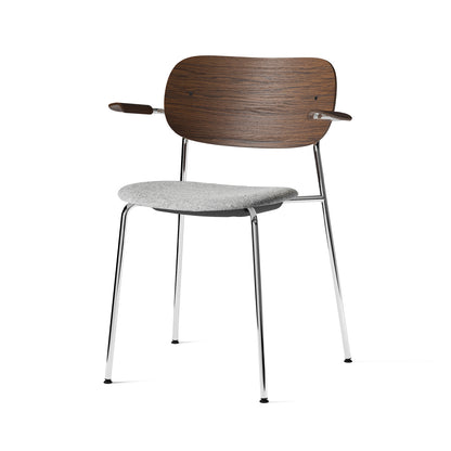 Co Dining Chair Upholstered by Menu - With Armrest / Chromed Steel / Dark Oak / Hallingdal 65 130