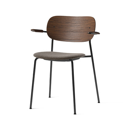 Co Dining Chair Upholstered by Menu - With Armrest / Black Powder Coated Steel / Dark Oak / Doppiopanama_001