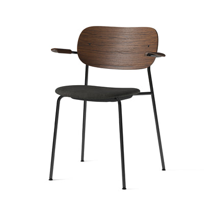 Co Dining Chair Upholstered by Menu - With Armrest / Black Powder Coated Steel / Dark Oak / Remix 3 152