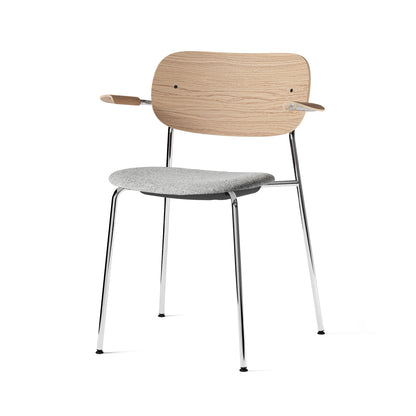 Co Dining Chair Upholstered by Menu - With Armrest / Chromed Steel / Natural Oak / Hallingdal 65 130