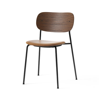Co Dining Chair Upholstered by Menu - Without Armrest / Black Powder Coated Steel / Dark Oak / Dakar Cognac Leather