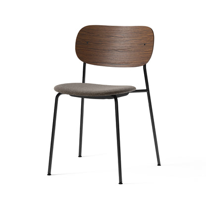 Co Dining Chair Upholstered by Menu - Without Armrest / Black Powder Coated Steel / Dark Oak / Doppiopanama_001