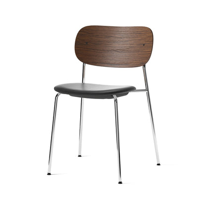 Co Dining Chair Upholstered by Menu - Without Armrest / Chromed Steel / Dark Oak / Dakar Black Leather