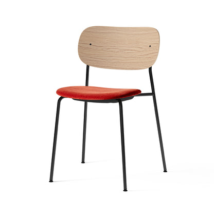 Co Dining Chair Upholstered by Menu - Without Armrest / Black Powder Coated Steel / Natural Oak / City Velvet 062