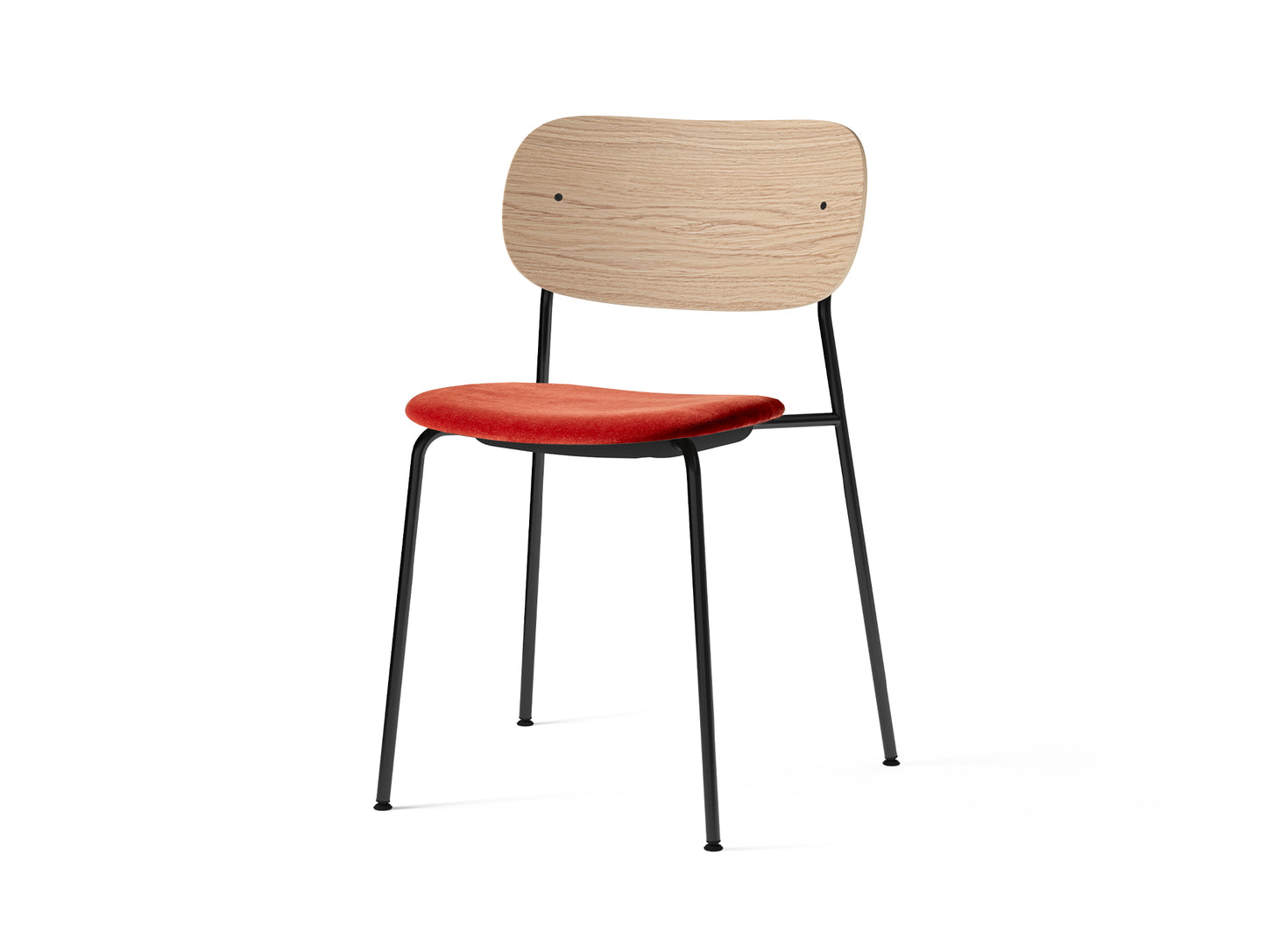 Co Dining Chair Upholstered by Menu - Without Armrest / Black Powder Coated Steel / Natural Oak / City Velvet 062