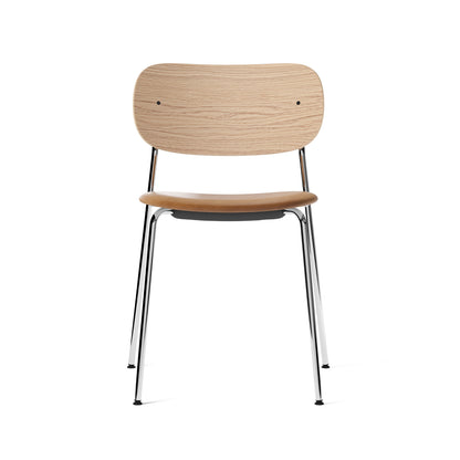 Co Dining Chair Upholstered by Menu - Without Armrest / Chromed Steel / Natural Oak / Dakar Cognac Leather