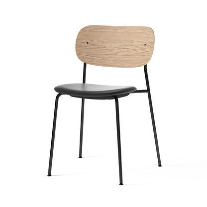 Co Dining Chair Upholstered by Menu - Without Armrest / Black Powder Coated Steel / Natural Oak / Dakar Black Leather